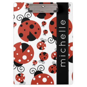 Pattern Of Ladybugs, Red Ladybugs, Your Name Clipboard