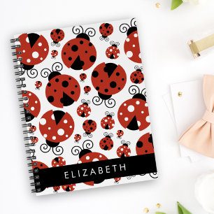 Pattern Of Ladybugs, Red Ladybugs, Your Name Notebook