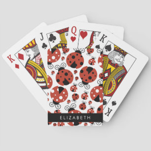 Pattern Of Ladybugs, Red Ladybugs, Your Name Playing Cards