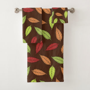 Pattern Of Leaves, Colourful Leaves, Autumn Leaves Bath Towel Set