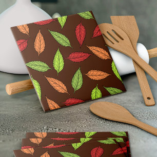 Pattern Of Leaves, Colourful Leaves, Autumn Leaves Ceramic Tile
