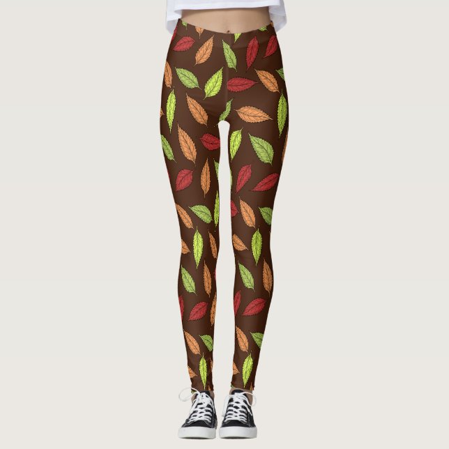 Pattern Of Leaves, Colourful Leaves, Autumn Leaves Leggings (Front)