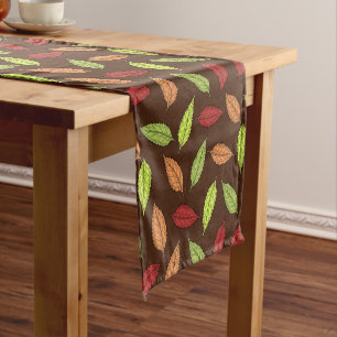 Pattern Of Leaves, Colourful Leaves, Autumn Leaves Short Table Runner
