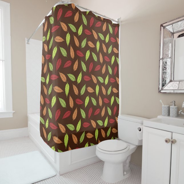 Pattern Of Leaves, Colourful Leaves, Autumn Leaves Shower Curtain (In Situ)