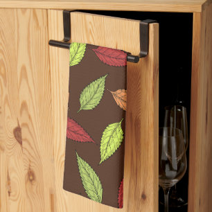 Pattern Of Leaves, Colourful Leaves, Autumn Leaves Tea Towel
