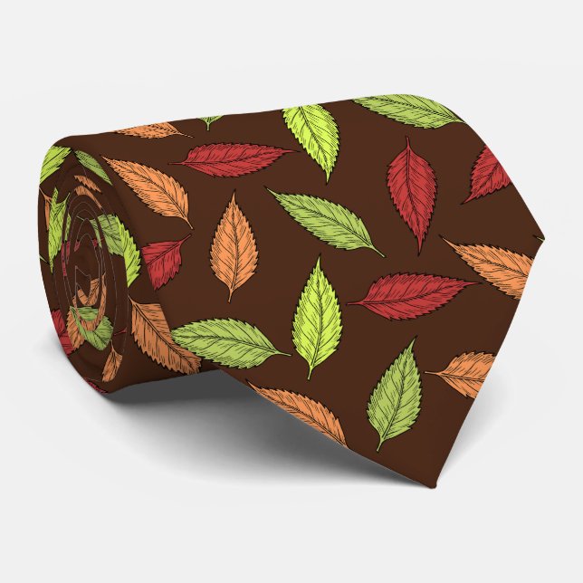 Pattern Of Leaves, Colourful Leaves, Autumn Leaves Tie (Rolled)