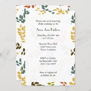 Pattern Of Leaves, Colourful Leaves, Baby Shower Invitation
