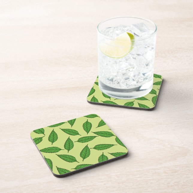 Pattern Of Leaves, Leaf Pattern, Spring Leaves Coaster (Right Side)