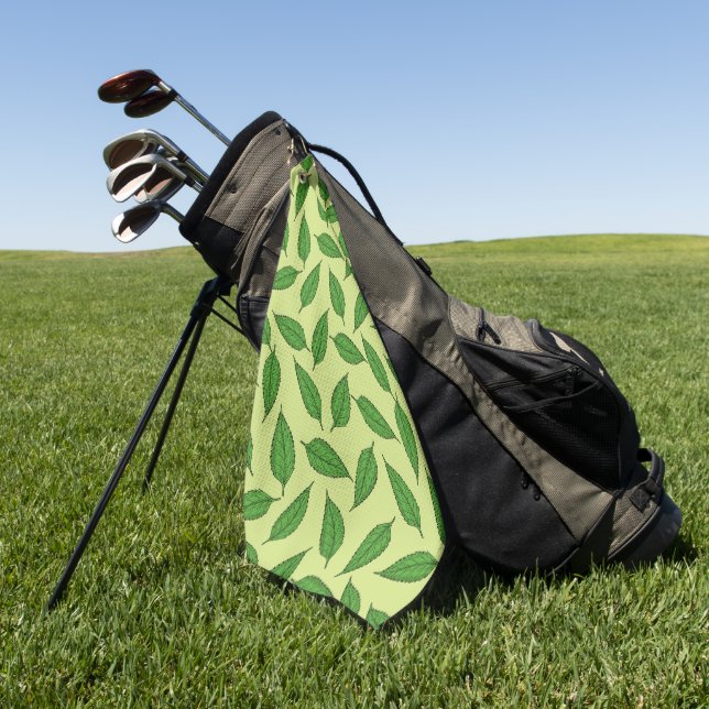 Pattern Of Leaves, Leaf Pattern, Spring Leaves Golf Towel (Green)