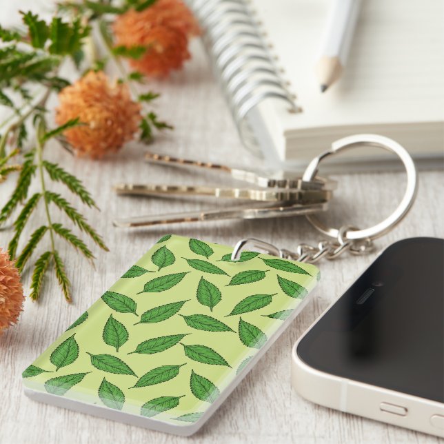 Pattern Of Leaves, Leaf Pattern, Spring Leaves Key Ring (Front Right)
