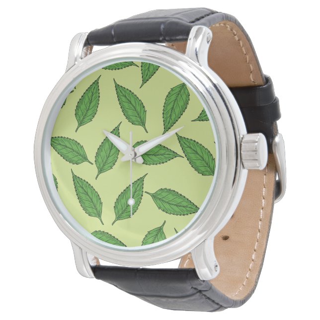 Pattern Of Leaves, Leaf Pattern, Spring Leaves Watch (Angled)