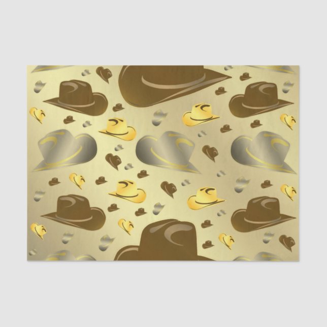 pattern of little cowboy in brown tones tissue paper (Front)