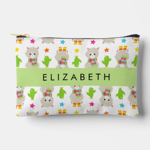 Pattern Of Llamas, Alpacas, Cactus, Your Name Accessory Pouch