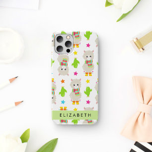 Pattern Of Llamas, Alpacas, Cactus, Your Name iPhone 12 Pro Case