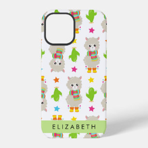 Pattern Of Llamas, Alpacas, Cactus, Your Name iPhone 12 Pro Case