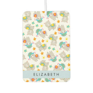 Pattern Of Llamas, Alpacas, Flowers, Your Name Car Air Freshener