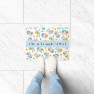 Pattern Of Llamas, Alpacas, Flowers, Your Name Doormat