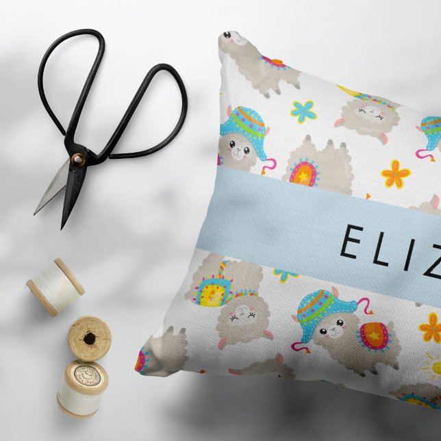 Pattern Of Llamas, Alpacas, Flowers, Your Name Pillowcase (Creator Uploaded)