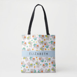 Pattern Of Llamas, Alpacas, Flowers, Your Name Tote Bag