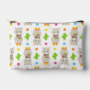 Pattern Of Llamas, Cute Llamas, Alpacas, Cactus Accessory Pouch