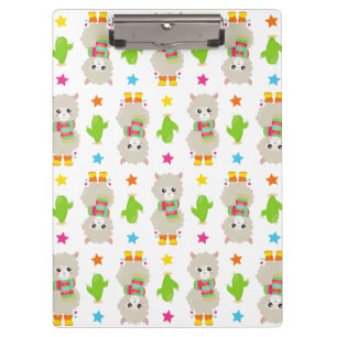 Pattern Of Llamas, Cute Llamas, Alpacas, Cactus Clipboard