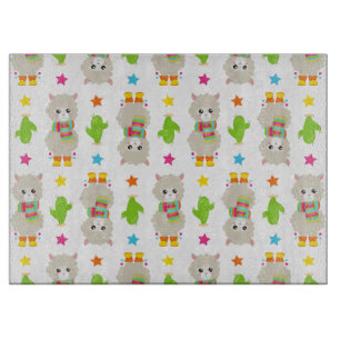 Pattern Of Llamas, Cute Llamas, Alpacas, Cactus Cutting Board