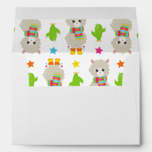 Pattern Of Llamas, Cute Llamas, Alpacas, Cactus Envelope