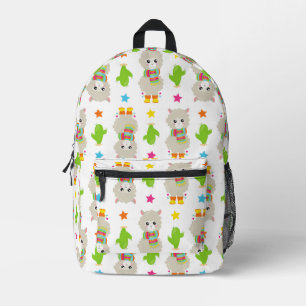 Pattern Of Llamas, Cute Llamas, Alpacas, Cactus Printed Backpack