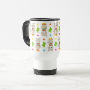 Pattern Of Llamas, Cute Llamas, Alpacas, Cactus Travel Mug