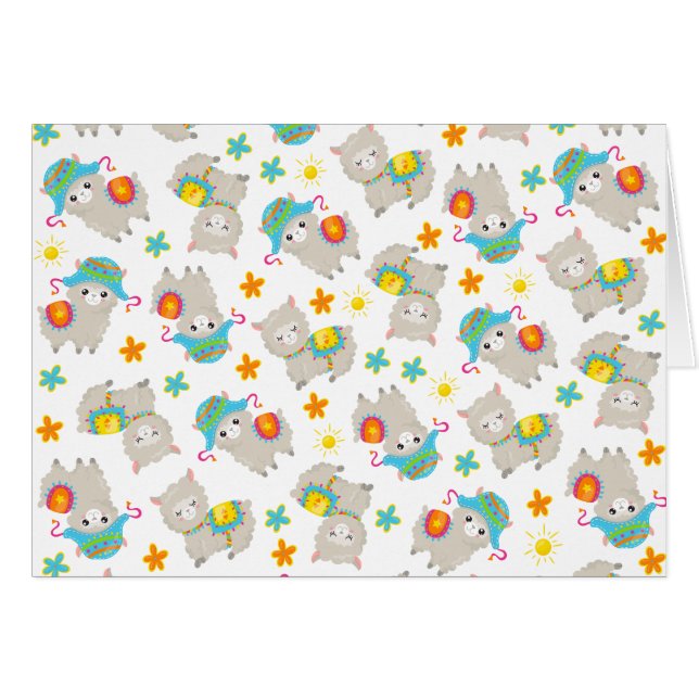 Pattern Of Llamas, Cute Llamas, Alpacas, Flowers (Front Horizontal)