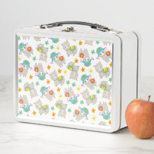 Pattern Of Llamas, Cute Llamas, Alpacas, Flowers Metal Lunch Box
