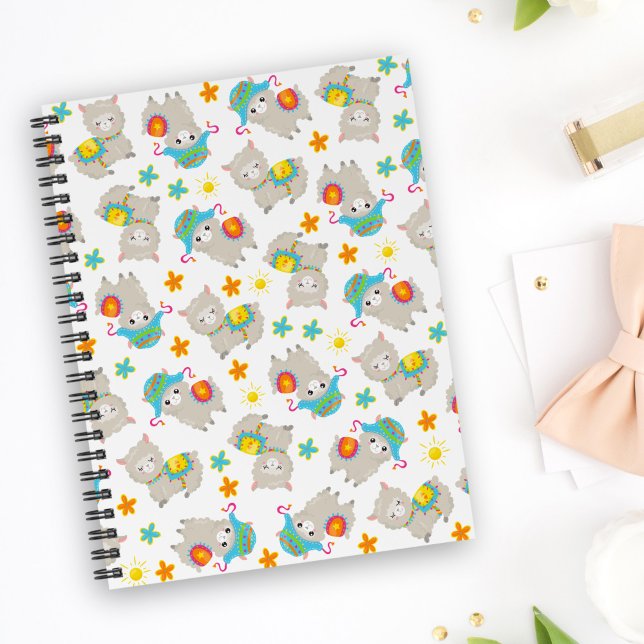 Pattern Of Llamas, Cute Llamas, Alpacas, Flowers Notebook (Creator Uploaded)