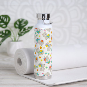 Pattern Of Llamas, Cute Llamas, Alpacas, Flowers Water Bottle