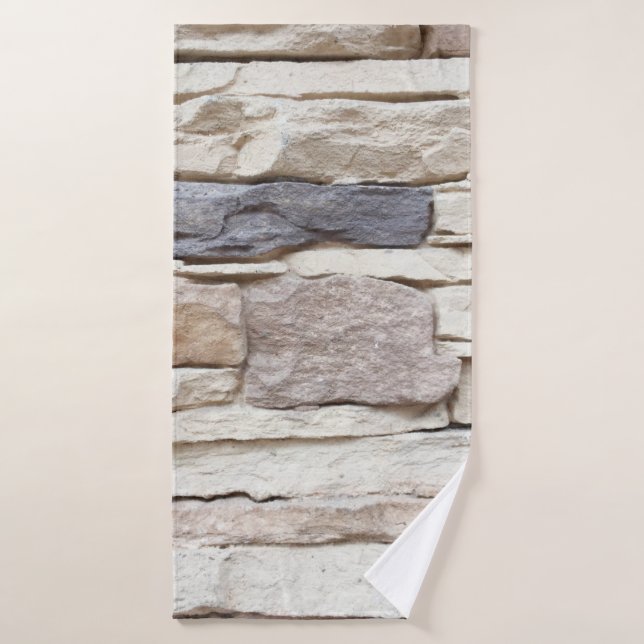 Pattern of Modern stone Brick Wall Surfaced backgr Bath Towel (Bath Towel)
