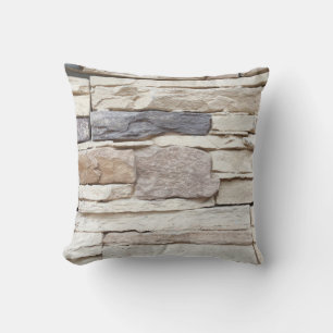 Pattern of Modern stone Brick Wall Surfaced backgr Cushion