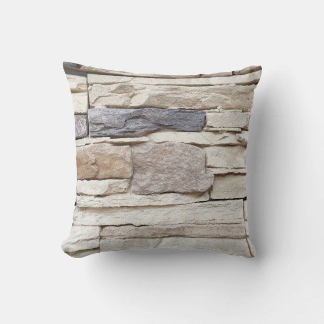 Pattern of Modern stone Brick Wall Surfaced backgr Cushion (Front)