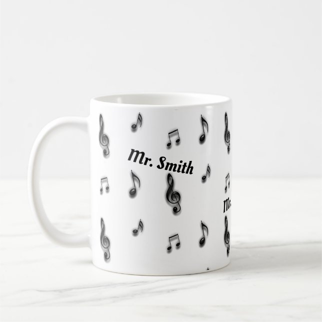 Pattern of Musical Notes Music Teacher Thank You Coffee Mug (Left)