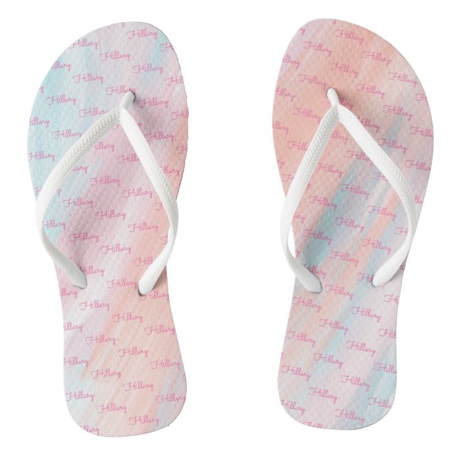 Pattern of Names Slim Strap Colourful Monogrammed Thongs (Footbed)