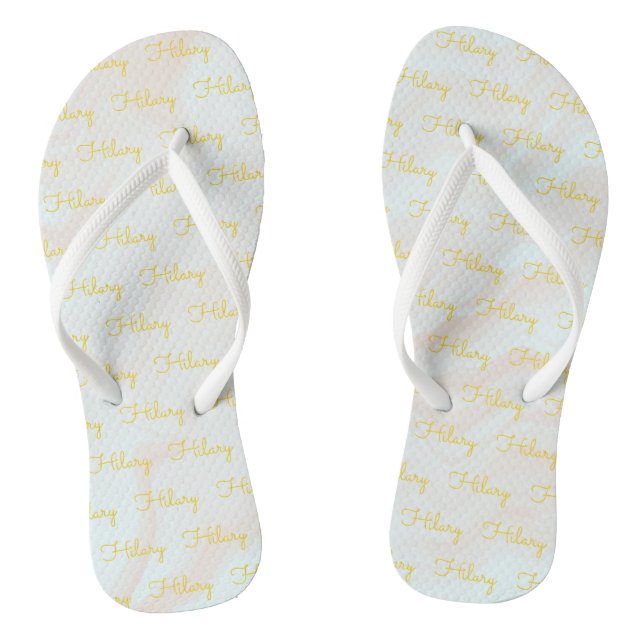 Pattern of Names Slim Strap Monogrammed Chic Cool Thongs (Footbed)