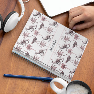 Pattern of ostriches and kangaroos and palm trees  notebook