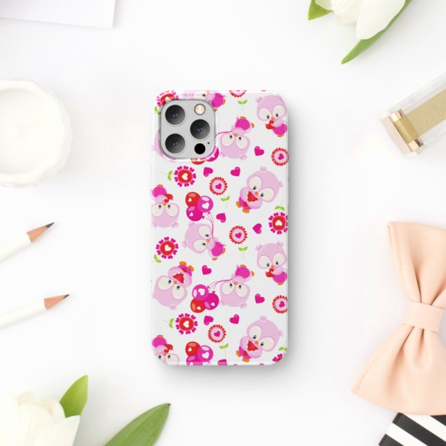 Pattern Of Owls, Cute Owls, Pink Owls, Hearts (Creator Uploaded)