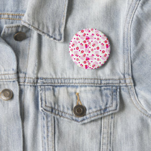 Pattern Of Owls, Cute Owls, Pink Owls, Hearts 6 Cm Round Badge