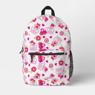 Pattern Of Owls, Cute Owls, Pink Owls, Hearts Printed Backpack