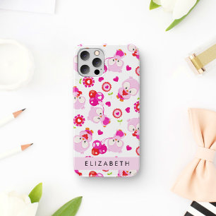 Pattern Of Owls, Cute Owls, Pink Owls, Your Name iPhone 16 Case