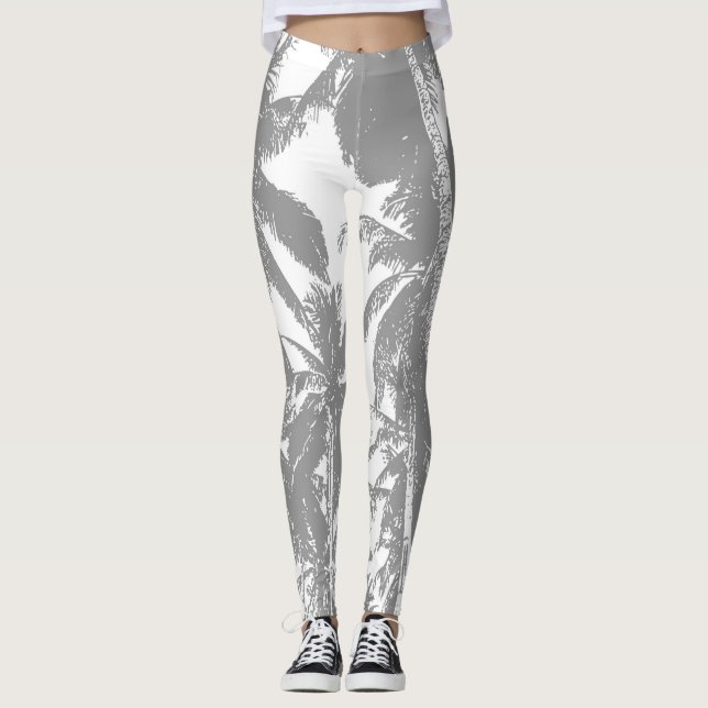 Pattern of Palm Tree Leaves Leggings (Front)