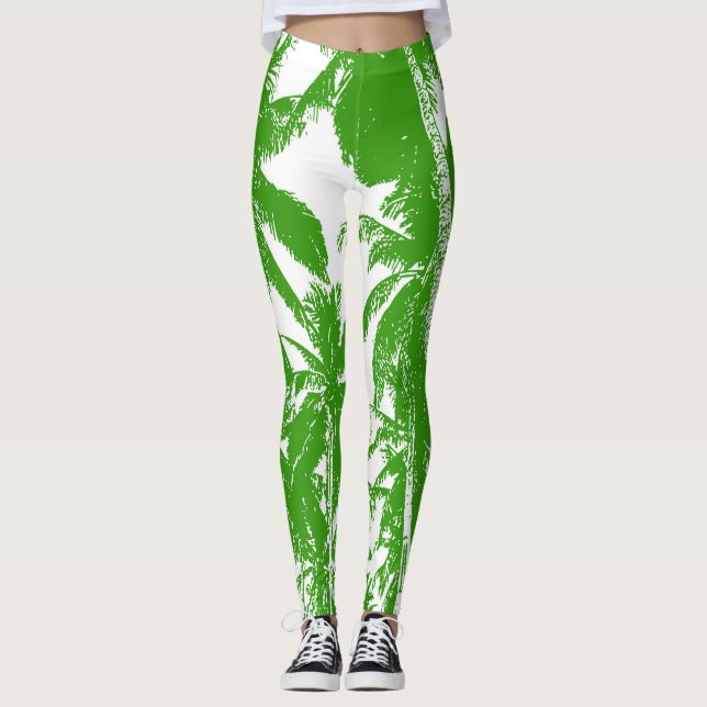 Pattern of Palm Tree Leaves Leggings (Front)
