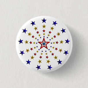 Pattern of Patriotic Stars 3 Cm Round Badge