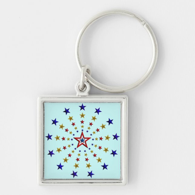 Pattern of Patriotic Stars Key Ring (Front)
