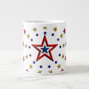 Pattern of Patriotic Stars Large Coffee Mug