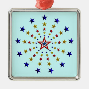 Pattern of Patriotic Stars Metal Ornament